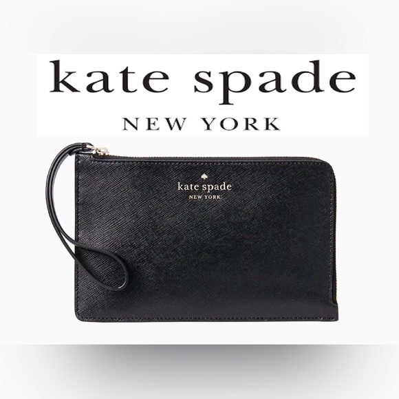 kate spade Handbags - Kate Spade Staci Medium L Zip Wristlet in Black